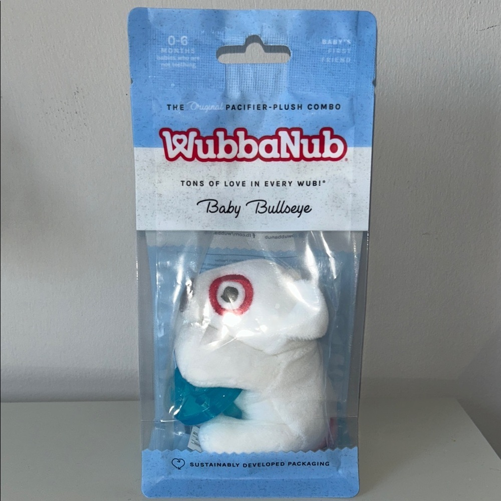WubbaNub Baby Bullseye Pacifier Plush NWT